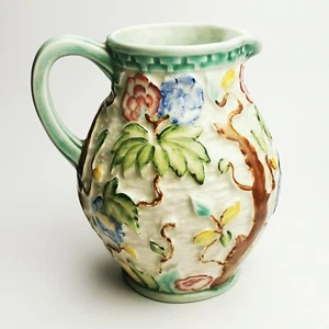 ~ Vintage ~ Indian Tree H J Holz ~ handbemalter Krug 8" hoch ~ Blumendesign ~ #2 - Bild 1 von 7
