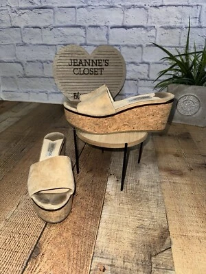 Sandalias de cuña Jimmy Choo para mujer de gamuza de corcho deslizables color tostado talla 39,5 9,5 Foto 1 de 4