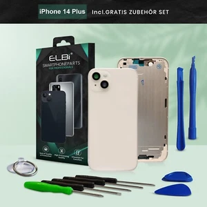 Backcover für iPhone 14 Plus Weiß Gehäuse Rückseite Glas Frame Housing ELBI - Afbeelding 1 van 2