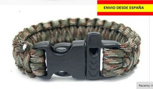 BRAZALETE CUERDA DE PARACA�DA SILBATO SUPERVIVENCIA CAMPING CAMUFLAJE PARACORD - Imagen 1 de 1