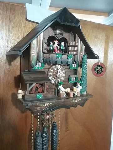 Schneider Two Man Beer Drinker Cuckoo Clock Works Great Cover