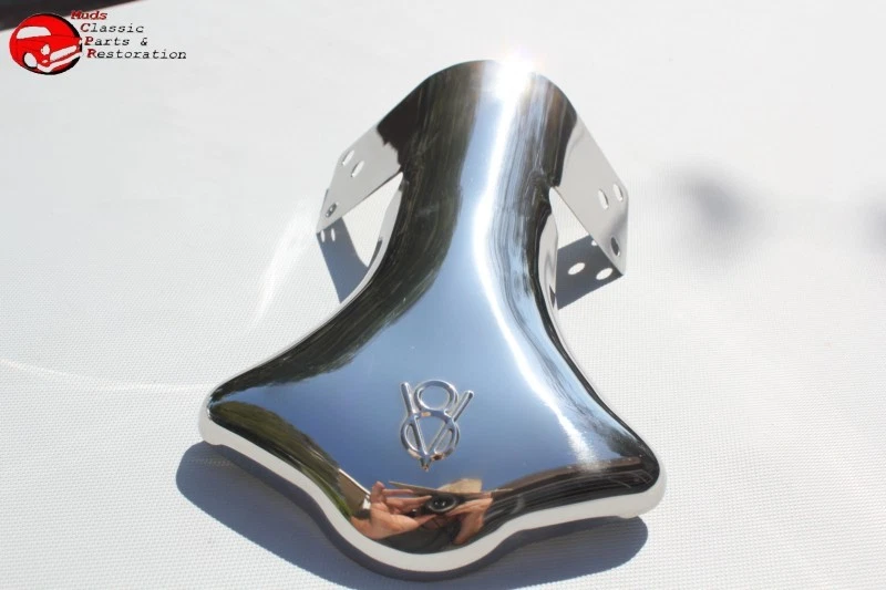 Hot Rat Street Rod Custom Truck Rear Exhaust Pipe Deflector Tip V8 Logo Muffler - Image 1 of 1