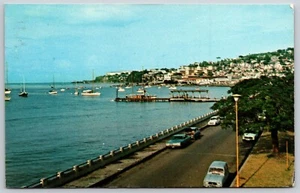 Postcard Fort de France Martinique FWI Yacht Center Bord de Mer 1970s Cars - Bild 1 von 2
