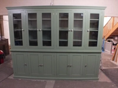 Buckingham Painted Large Glazed 6 Door Library Unit, F&B calke green, HAND MADE - Image 1 of 4