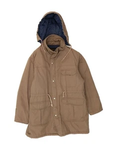 HAGGAR Mens Hooded Utility Jacket UK 40 Large Brown Polyester DI83 - Picture 1 of 6