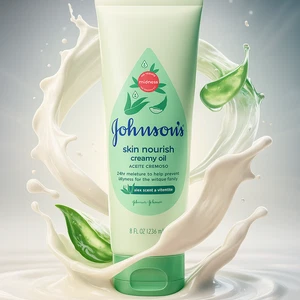 Johnson's Skin Nourish Baby Crema Hidratante Aceite Cremoso con Aloe y Vitamina E 8 OZ - Imagen 1 de 3