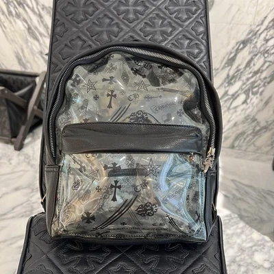 AUTH CHROME HEARTS MULTI-LOGO PRINT DAGGER ZIP BACKPACK SILVER 925 MEN F/S - Image 1 of 4