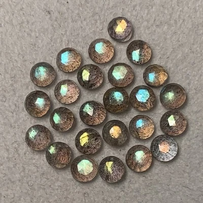 Natural Amazing Quality Labradorite Round Shape multi Flashy Fire Rose Cut 4 MM - Image 1 of 4