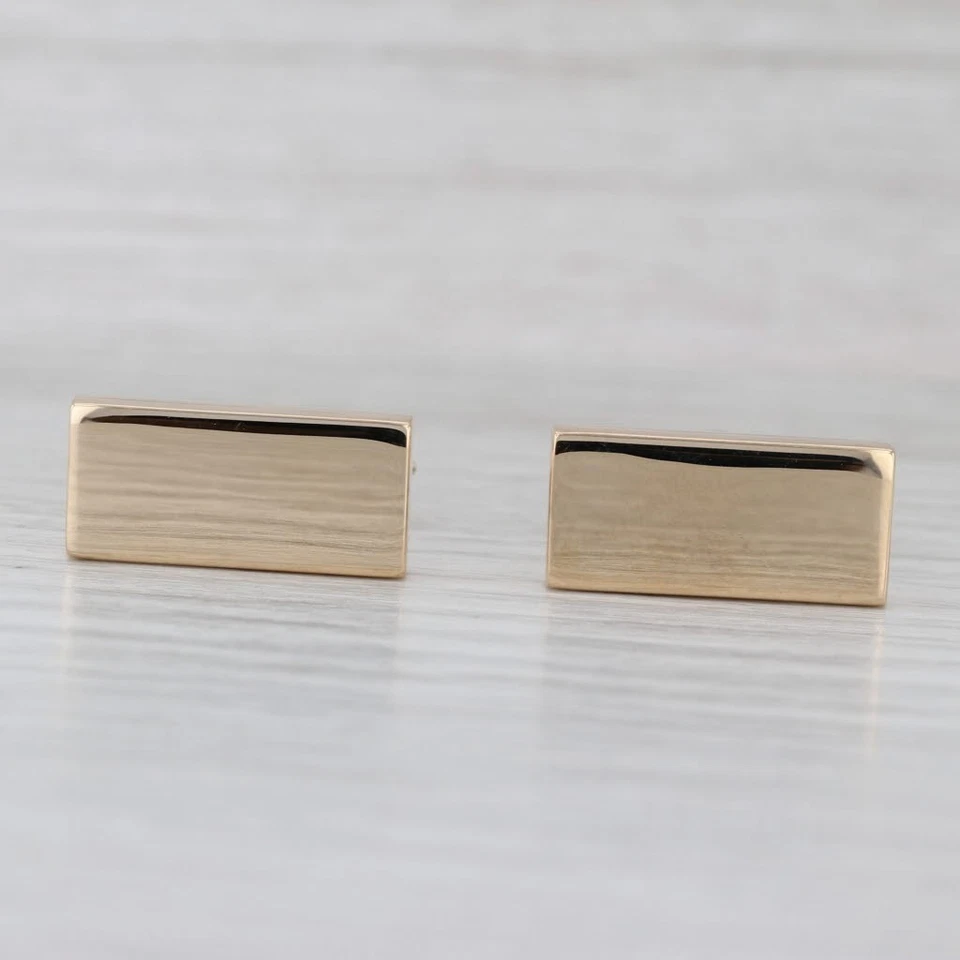 卡地亚可雕刻金条袖扣 14k 黄金折叠杆背 — 第 1/4 张图片