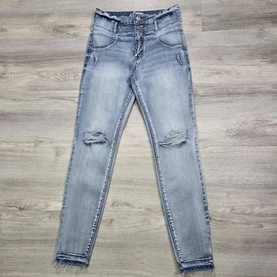 Pantalones de mezclilla para mujer Y2k Charlotte Russe 4 Refuge desgastados ajustados grunge festival años 90 Foto 1 de 4