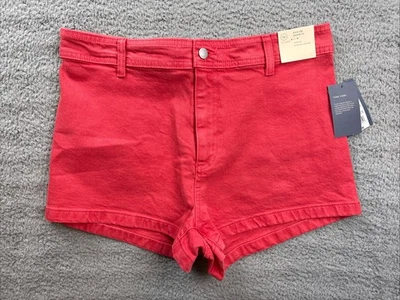 Pantalones Cortos Universal Thread Para Mujer 12 Rojo Tiro Alto Marinero Denim Ajustado Cadera Foto 1 de 4