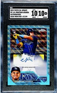 Jonathan Aranda 2023 Topps Chrome Aqua Refractor RC Auto /199 Rookie SGC 10 - Picture 1 of 2