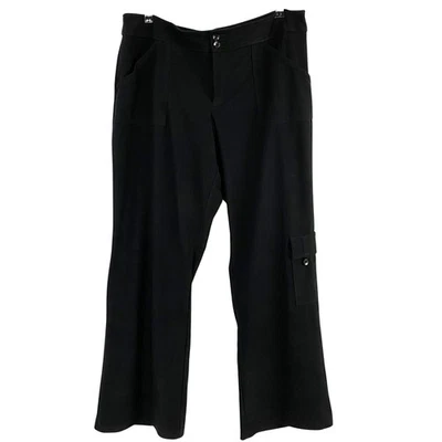 Coldwater Creek Natural Fit Wide Leg Cargo Pants Women 16 Black Stretch Career - Image 1 of 4