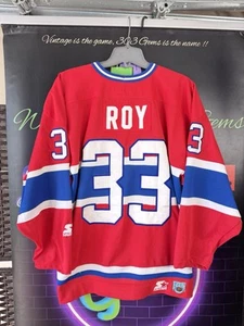 Vintage STARTER Montreal Canadiens #33 Patrick Roy NHL Hockey Jersey - Picture 1 of 5