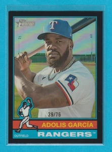 Adolis Garcia 2025 Topps Heritage #308 Black Refractor 39/76 Texas Rangers - Imagen 1 de 2