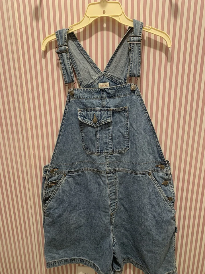 Vintage Cherokee Denim Overalls Shorts Womens Size XL - Image 1 of 4