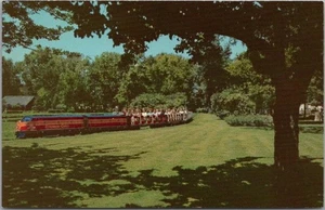 CHICAGO Postcard RIVERVIEW AMUSEMENT PARK "Miniature Train" Curteich Chrome 1950 - Picture 1 of 2