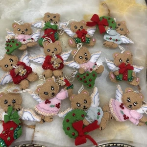 Bucilla Felt Christmas Ornaments Angel Bears 82838 Set of 12 - Picture 1 of 11
