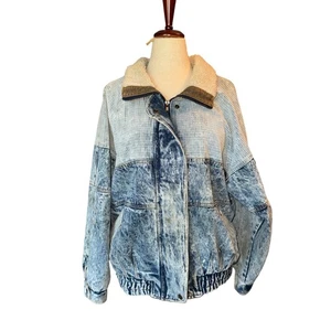 Chaqueta Bomber Gitano Jean Sherpa Vintage | Pana Denim Lavado Ácido | L - Imagen 1 de 13