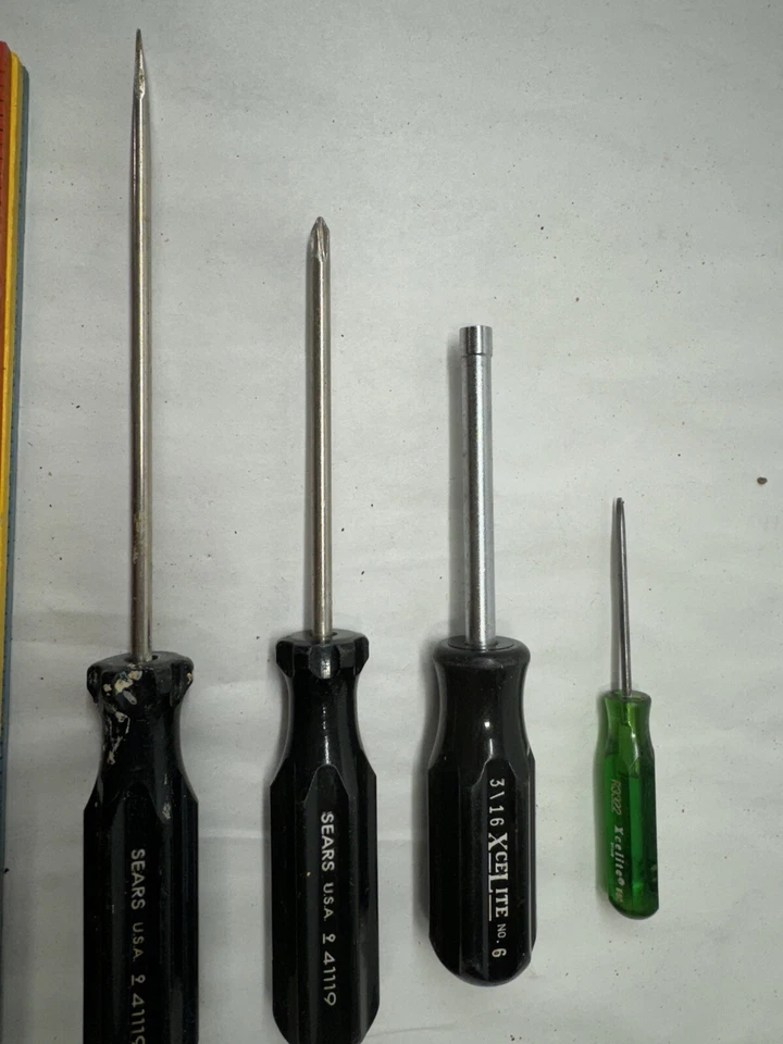 Misc Lot Of 4  xcelite 3/16 NUT DRIVER No. 6 R3322 Sears 9 4119 Screwdivers A42 - Image 1 of 4