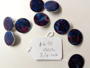 Set of 9 Monet Glass inlay Shank with metal rim/ base 4/5" each SM - Foto 1 di 2