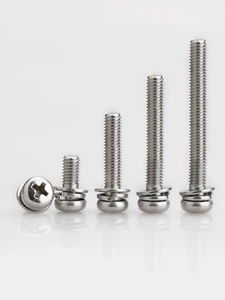 M2-M4 Phillips Pan Head Flat Washer Sems Machine Spring Screws A2 304 Stainless - Picture 1 of 7