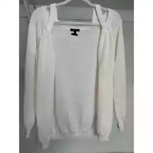 Cárdigan Massimo Dutti hombro frío blanco roto talla mediana - Imagen 1 de 8