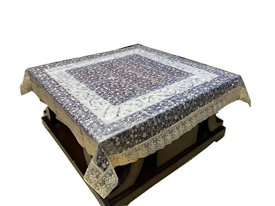 4 Seater Square Dining Center Table Cover with Border (48" x 48", Golden lace US - Image 1 of 4
