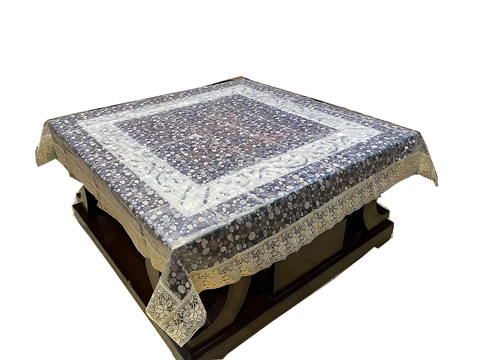 4 Seater Square Dining Center Table Cover with Border (48" x 48", Golden lace US - Image 1 of 4