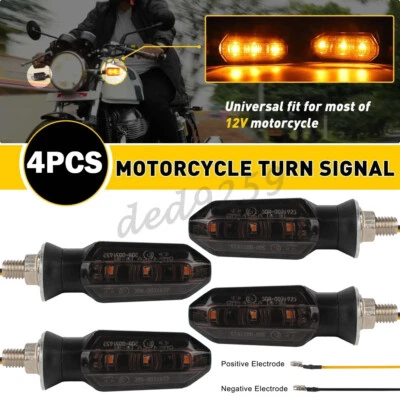 4x LED Motorrad Mini Blinker Smoke E-Geprüft Für Honda Suzuki Kawasaki Universal - Bild 1 von 4