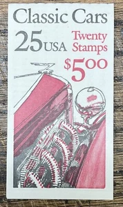 Scott #BK164, $5.00 booklet of 25c Classic Cars stamps, unused, MNH - Picture 1 of 2