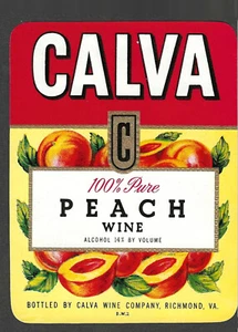 VINTAGE UNUSED CALVA PEACH WINE LABEL RICHMOND,VA MNH - Picture 1 of 1