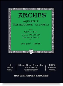 Arches Baumwolle Aquarellpapier Block 300 GSM kaltgepresst naturweiß 23 x 31 cm - Bild 1 von 12