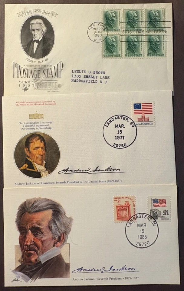 #1209 Andrew Jackson FDC with 2 related  Jackson covers - Image 1 of 1