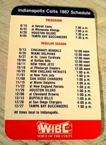 RARE VINTAGE INDIANAPOLIS COLTS 1987 POCKET SCHEDULE - MINT! - Picture 1 of 1