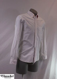 Brooks Brothers Long Sleeve Button Up Shirt White Pink Thread Cotton Sz M - Picture 1 of 5