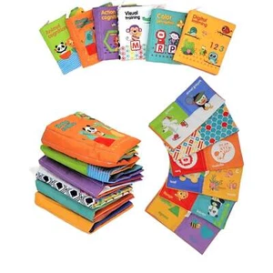 Baby First Cloth Book Set Non-Toxic Crinkle Books with Rustling Sound 6 Pcs - Picture 1 of 4