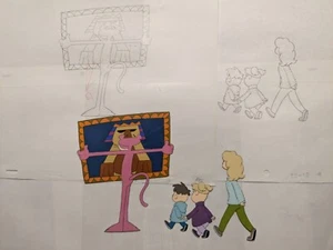 PINK PANTHER VINTAGE ORIGINAL PRODUCTION FRELENG ANIMATED 2CELS+2DRAWINGS 11x13" - Picture 1 of 1