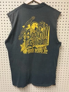 Vintage Daytona Beach Bike Week 1989 Muscle Black XL Boot Hill Saloon Distressed - Picture 1 of 12
