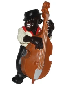 Dekofigur Figur Musikerstatue Jazz Band Musiker Kontrabassist H 44 cm Kunstharz - Bild 1 von 4