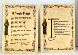 Vintage Bookmark Prayer Card Casa Editrice Francescana Simple & God Bless 2pk - Picture 1 of 4