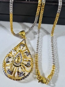 22K 916 Fine Real Gold Snake Teardrop Necklace 21.5”/22” long 3mm 16.8g - Picture 1 of 24