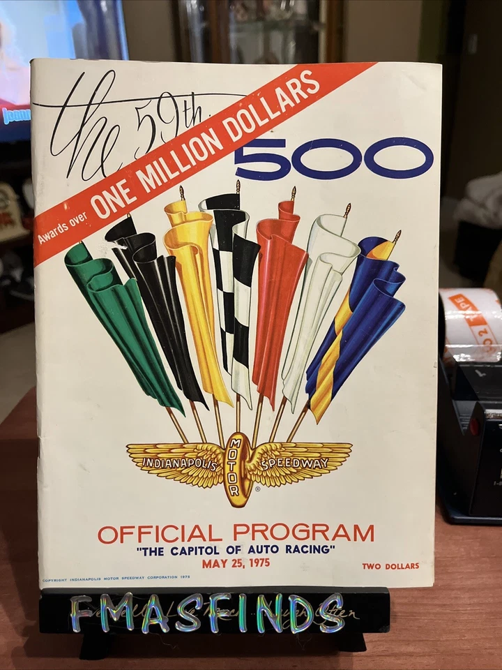 P3 1975 BOBBY UNSER Official INDIANAPOLIS 500 Race Program INDY - Image 1 of 1