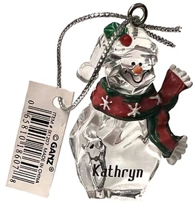 KATHRYN Personalizado Resina Transparente Muñeco de Nieve Adorno 2" x 1” TOTALMENTE NUEVO CON ETIQUETAS (RS) - Imagen 1 de 3