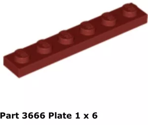 Lego 1x 3666 Dark Red Plate 1 x 6 9497 - Picture 1 of 1