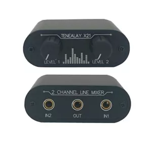 2 Way Audio Mixer 3.5mm Un-powered Mixer, 2to1 Stereo Aux Line Level Control X21 - Picture 1 of 5