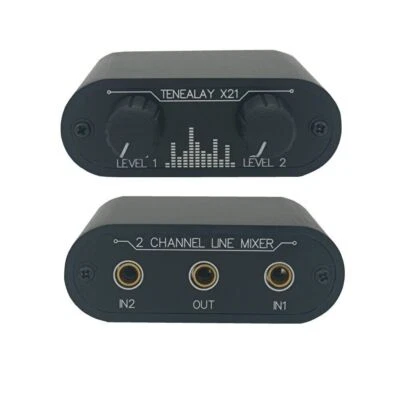 2 Way Audio mixer 3.5mm Un-powered mixer, 2to1 Stereo aux line level control X21 - Image 1 of 4