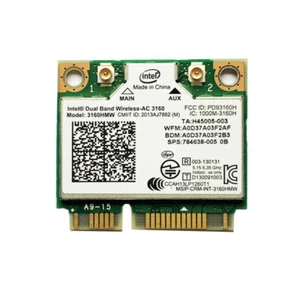 Ersatzteil: HP Intel Dual Band Wireless AC 3160 802.11 a/b/g/n/ac, 710662-001 (A - Photo 1/1