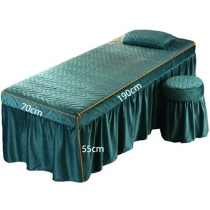 Soft Massage Table Skirt Velvet Valance Sheet Quilted Bed Cover Face Hole Drop - Picture 1 of 18