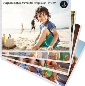 12 Pack 4x6 White Magnetic Picture Frames for Refrigerator with Clear Cover - Picture 1 of 6
